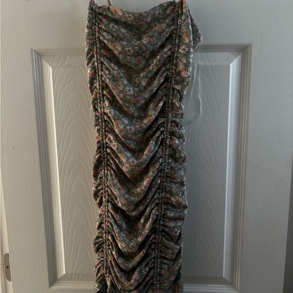 Floral Ruched Maxi Dress